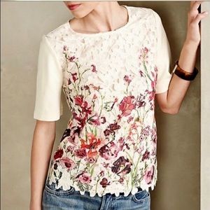 ANTHROPOLOGIE Sunday in Brooklyn Lace Floral Top